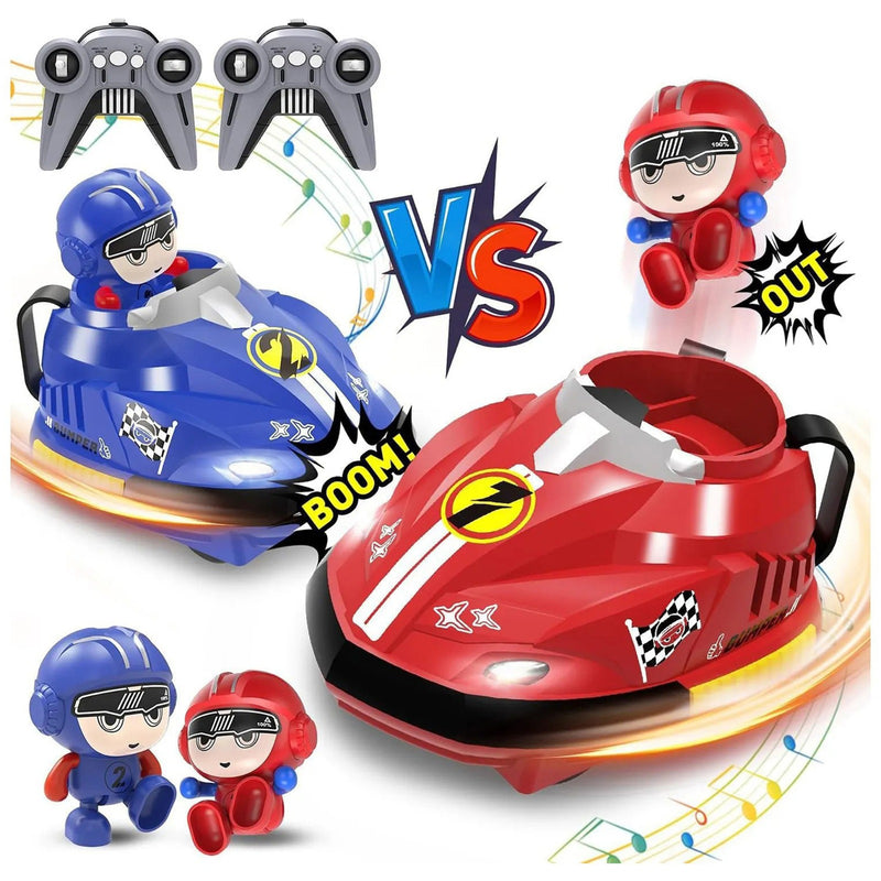 RC Bumper Collision Go Kart Cars for Kids | 2 Player Remote Control Racing Set with Lights & Sound |