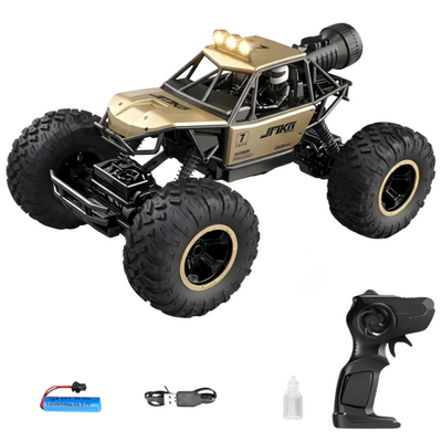 4WD Remote Control Rock Crawler Car, Rechargeable Off-Road RC Monster Truck with LED Lights & 2.4GHz Controller for Kids